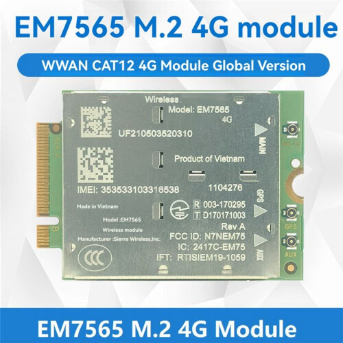 EM7565 4G LTE Module+3X Antenna CAT-12 600Mbps CBRS NGFF Module Cat12 for Laptop Wireless Module 2