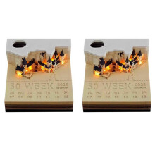 2X Calendario Piece, Blocco Note Calendario da Tavolo 2025, Blocco Note Piece con Luci e Castello Magico 3D