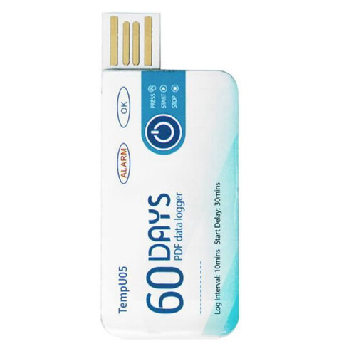 8X Temperature Data Logger TempU05 60 Days PDF Report Temperature Recorder Single Use USB Temperature Record Instrument 1
