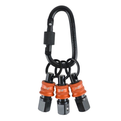 Socket Holder Keychain 3pc -1/2inch Socket Organizer with Quick Release and Clip - Impact Wrench and Toolbox Accessories