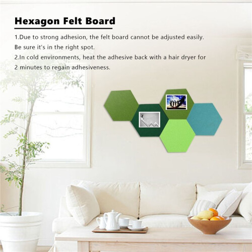 15Pcs Hexagon  Board Hexagonal  Wall Sticker Multifunction 3D Decorative Home Message Board Green Series 2