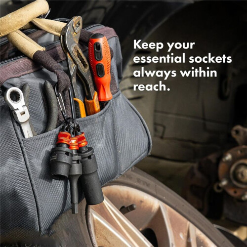 Socket Holder Keychain 3pc -1/2inch Socket Organizer with Quick Release and Clip - Impact Wrench and Toolbox Accessories 2