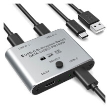 8K USB C Bi-Directional USB-C KVM Switcher Supports 8K 60Hz/4K144Hz Video 100W PD 10Gbps Data Transfer