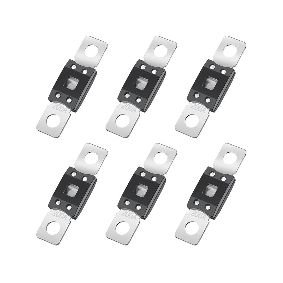 6Pcs Mega Fuse 200Amp, High Current 200A 58V Bolt- Amg Fuse For Automotive, Truck, Industrial Equipment, Marine, Rv 4711257314692