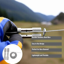 Dehorning Handles and Wire Set,Dehorning Saw for Cattle Livestock Farming Stainless Steel Wire Saw for Horn Removal