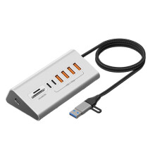 10Gbps USB 3.2 Docking Station USB Hub Type C Splitter with Card Reader Aluminum Alloy Multi for PC Laptop