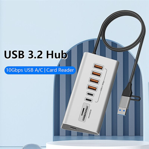 10Gbps USB 3.2 Docking Station USB Hub Type C Splitter with Card Reader Aluminum Alloy Multi   for PC Laptop 1