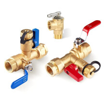 3/4Inch FIP X 3/4Inch FIP IPS Isolator Tankless Water Heater Service Valve Kit, with Pressure Relief Valve