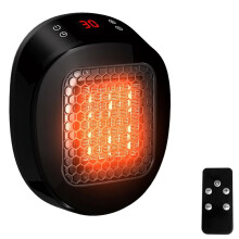 Steckdosen-Heizlüfter mit Fernbedienung, Keramik-Heizgerät mit Thermostat und 12h-Timer, für Räume Bis 10 M²/25 M³, EU-Stecker A