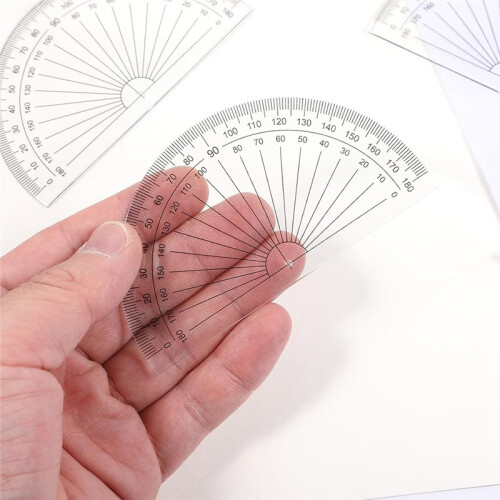100 Pack Plastic Protractors Bulk Set for Angle Measurement, 4 Inches, Clear 180 Degrees 2