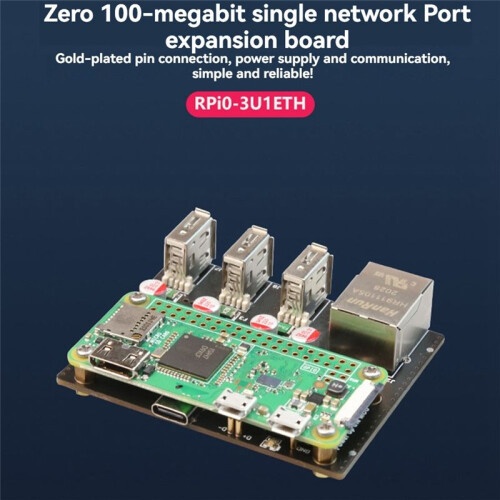 RPi0-3U1ETH for Raspberry Pi Zero Expansion Board with Case Kit 100Mbps Ethernet Port with 3XUSB 2.0  Riser Card 2