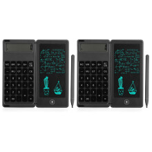 2X Calculator Notepad 6 Inch LCD Writing Tablet Digital Drawing Pad with Stylus Pen Erase Button Lock Function Black