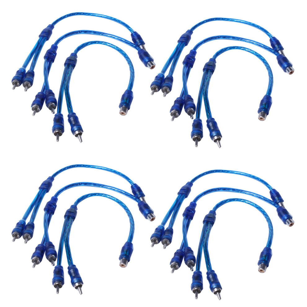 12 Pcs Audio Connection For 1 Rca Female To 2 Rca Male Adapter Splitter Cable 6033063147744