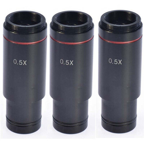 3X, 0.5X C Mount Microscope Adapter 23.2mm Electronic Eyepiece Reduction Lens 0.5X Microscope Relay Lens