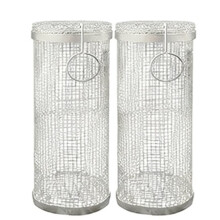 Barbecue Grill Grate Barbecue Cages Camping Picnic Cookware Outdoor Round BBQ Campfire Grill Grid Rolling Basket
