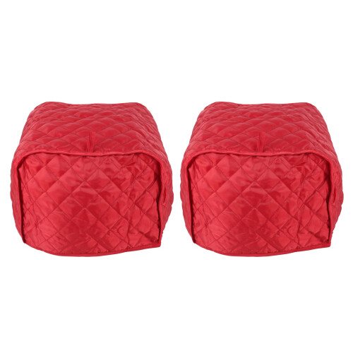 2X Polyester Quilted Four Slice Toaster Appliance Dust-Proof Cover (Red)