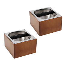 2X Kaffee Klopf Box Edelstahl Holz Kaffee Satz Behälter Box Barista Kaffee Rück Stand Eimer Mahlen Abfall Behälter