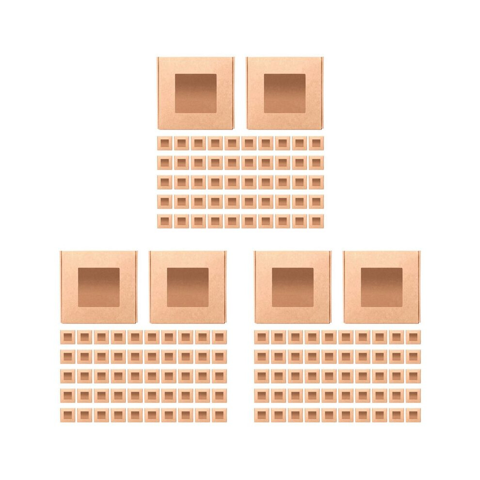 150 Pieces   Paper Box with Window Present Packaging Box Treat Box for Homemade Soap Treat Bakery Candy (Brown)-image-OPC-PPPY5RK-NEW