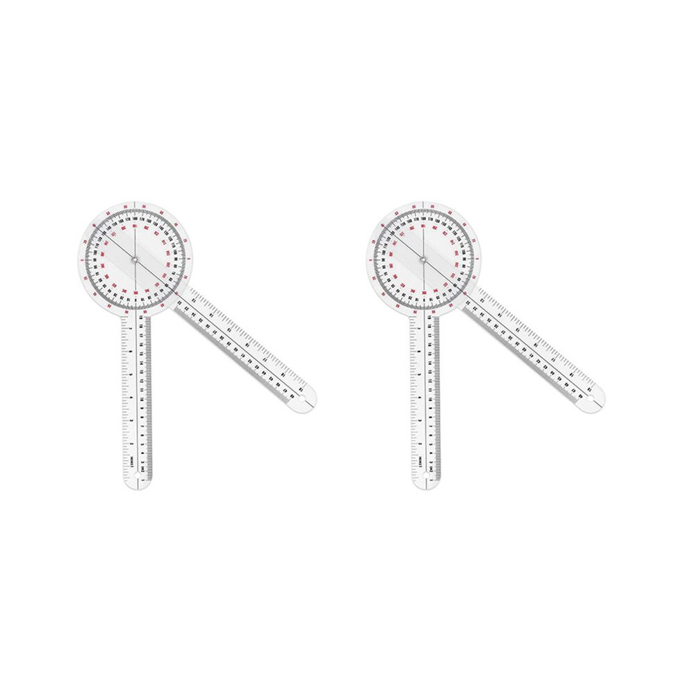 2X 12 Inch Goniometer, Transparent Orthopedic Angle Ruler Goniometer 360 Degree Spinal Goniometer For Body Measuring 4713120692104