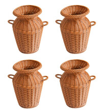 4X Gewebte Vase Aus Rattan Imitat, Kunst Vase, Tisch Dekoration, Pflanzen, Blumen Topf, Mode Blumen, Rattan Handwerk für Haus Dekoration