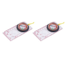 2X Bodenplatte Lineal Kompass Karte Skala Lupe mit Gurt Camping Wandern Ocomp7198
