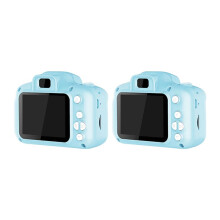 2pcs 2 Inch HD Screen Chargable Digital Camera Kids Cartoon Cute Camera Toys Outdoor Photography Props ()