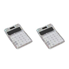 2X Strass Crystal Dazzling 12 Digit Solar en Battery Dual Power, LCD Display Calculator voor Office, School Wit