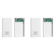 2X 18650 Akku Power Bank Box 5V 2.1A LCD Display 20000MAh Power Board für 6X18650 Akku DIY Powerbank Case (Weiß)