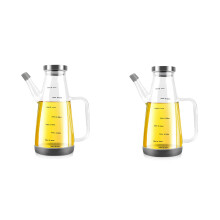 2X Grote Oliefles van Borosilicaatglas Om Te Koken, 25Floz Olie- en Azijndispenser met Antislip Siliconenbasis