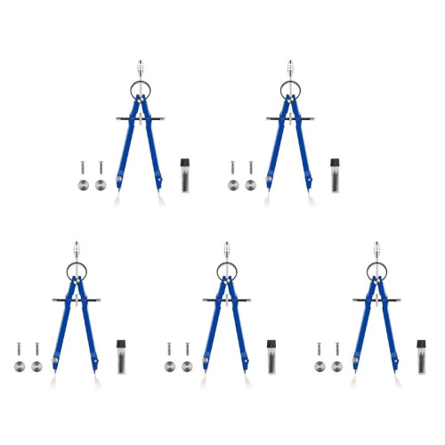 5X Bussola Professionale, Compass Geometry Set con Bussola, Matematica e Bussola di Precisione, Metallo e Resistente per Strumento di Precisione