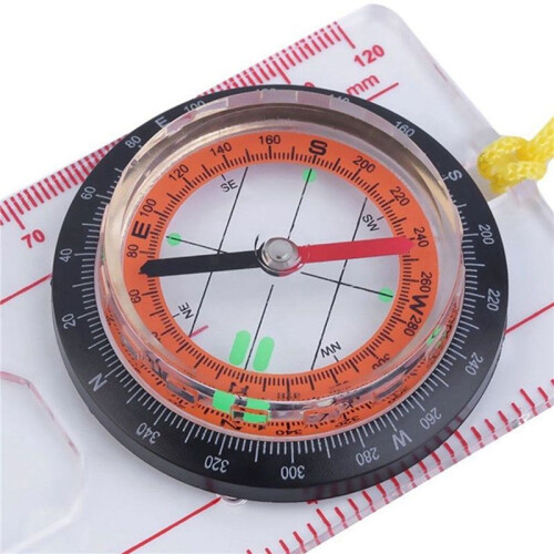 2X Baseplate Ruler Compass Map Scale Magnifier with Strap Camping Hiking Ocomp7198