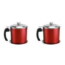 2X Bacon Grease Container 1.3L Cooking Oil Storage Can with Strainer,Oil Strainer Potfor Storing Cooking Grease(Red)