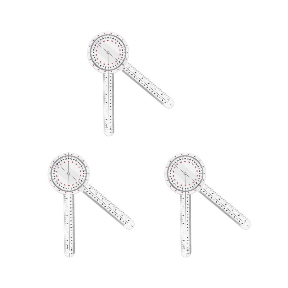 Exogio 3Pcs 12 Inch Goniometer,Transparent Orthopedic Angle Ruler Plastic Goniometer 360 Degree Spinal Goniometer