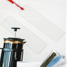 Acrylic Bookmark Blanks,60Pcs Clear Acrylic  Bookmarks with 60 Pcs Multicolour Tassel for Gift DIY Bookmarks Crafts