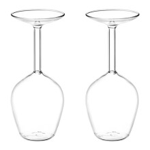 2X Long Stem Upside Down Wine Glass Funky Unique Stemmed Wine Glasses Upside Down Long Stem Wine Glasses