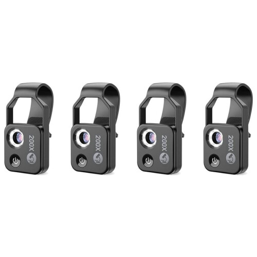 4pcs 200X Cell Phone Microscope Accessory with Window Microscope,  Digital Microscope with LED Light/Universal Clip