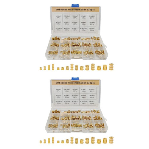 660 Pcs Brass Threaded Insert Nuts M2 M3 M4 M5 Female Thread Knurled Nut Inserts Embedment Nut for 3D Printing Part