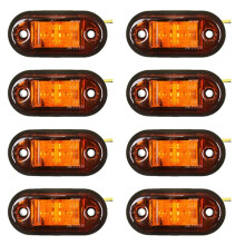 8X 12V / 24V 2 LED Side Lights Lamp for Car Truck Trailer E-Marked Amber