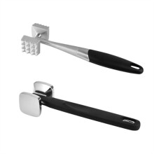Martillo Ablandador de Carne de Doble Cara de Acero Inoxidable de 2 Piezas, Mango Cómodo para Bistec, Ternera y Pollo