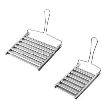 2Pcs BBQ Hot Dog Griller, BBQ Hot Dog Roller, Stainless Steel Towel Rack with Long Wooden Handle, Folding Towel Rack