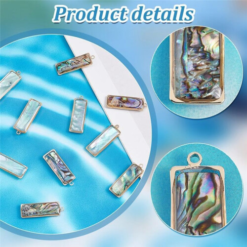 10Pcs 2 Colors Abalone Shell Pendants Natural Shell Charms Sea Shell Pendants Rectangle Shell Dangle Charms 2