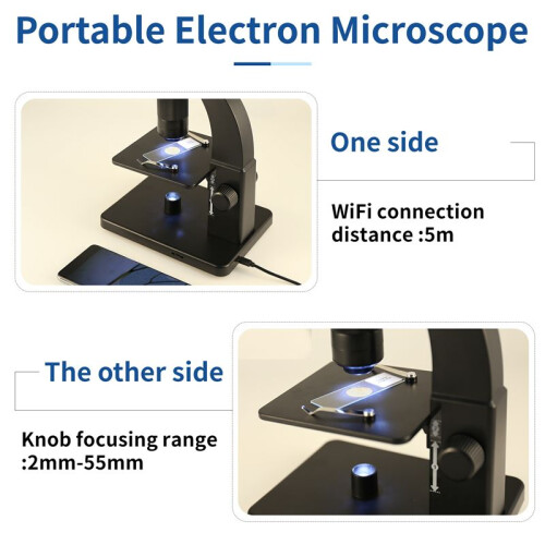 2000X Biological Digital Microscope Wifi USB Microscope with Digital & Microbial Lens with 11 Adjustable LED 2