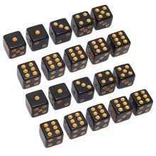 20PCS Black Plastic 6-Side Dice for Math & Board Games 1.6cm