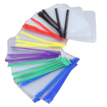 Estojo plástico com zíper para fichário A6, envelope impermeável e reutilizável com 6 furos, bolsos transparentes multicoloridos com zíper para