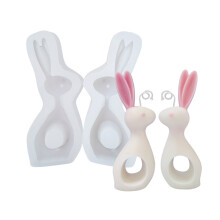 Animal Series Candle Epoxy Resin Mold-Kiss rabbit suit