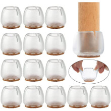 Non-Slip Furniture Leg Covers for 12-16Mm Legs, Easy Install Furniture Sliders Reduces Noise Friction, Soft Durable Silicone Protectors Clear