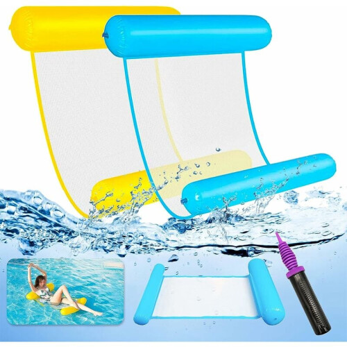 Backrest for Pool Lake Beach, Multi-Function Inflatable Pool Floaties with Portable and Foldable Design, Comfortable Water Hammock for Adults Kids (2