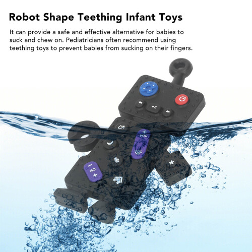 Gioco masticabile in silicone per bambini, forma di robot, sensoriale per bambini e neonati, nero 1