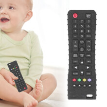 Baby-Beißring Fernbedienung Geformtes Silikospielzeug Schwarz, 15 cm