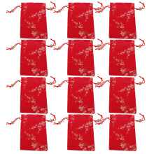 12Pz Pochette Con Coulisse in Rosso - Borse Ricamate Per Gioielli